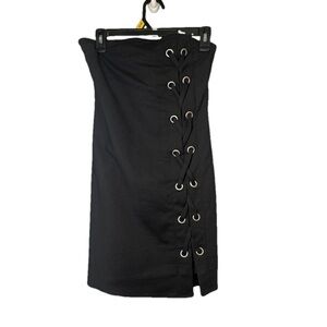 BY THE WAY Size S Black Strapless Side Lace-up Mini Dress